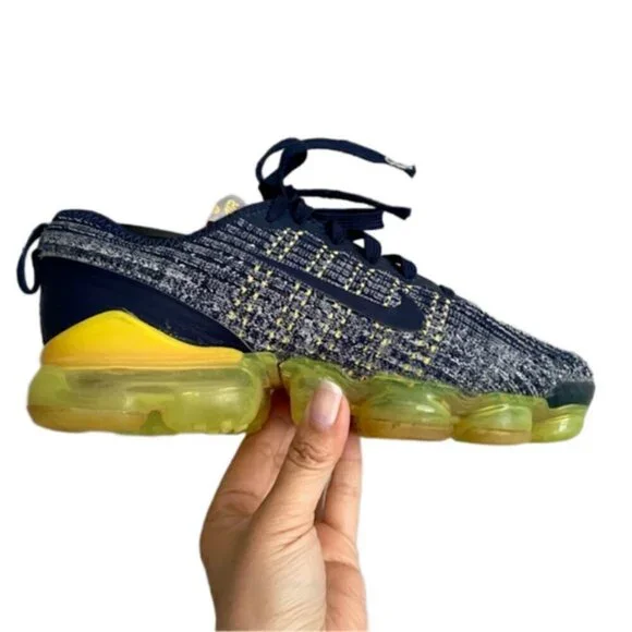 Nike Air Vapormax Flyknit 3 GS College Navy Orange Runners - 6 - Picture 5 of 12